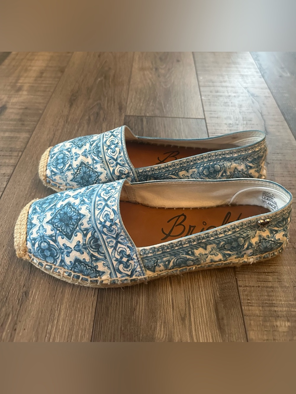Brighton Belinda Espadrilles Blue & White Tile Print Women’s 8
